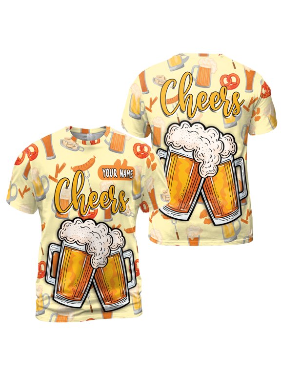 Custom Name Let's Cheer With Beer Men's T-shirt S-5XL