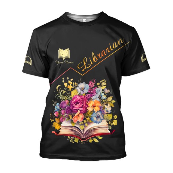 Custom Name Librarian 3D Shirt for women, sweatshirt hoodie zip hoodie Librarian 3D unisex shirt (Sweatshirt, L)