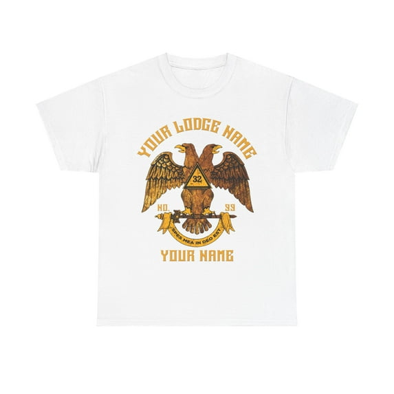 Custom Name Lodge Name Scottish Rite 32 Degree Emblem Masonic Unisex T-Shirt S-5XL