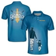 thumbnail image 1 of Custom Name Love You Dad Father and Son Silhouette Blue Men's Polo Shirt S-5XL, 1 of 5