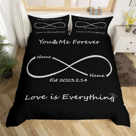 Custom Name Lover Bedding Set Couple Comforter Cover Room Decor tic Gift Quilt Cover Personalized D
