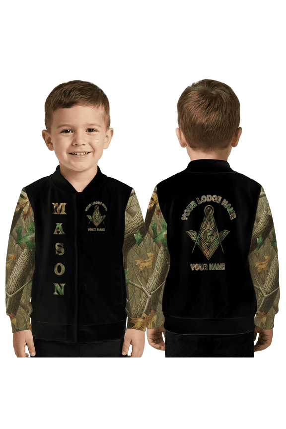Custom Name Masonic Camouflage Jacket, Camo Freemason Custom Name Coat, Personalized Lodge Baseball Jacket