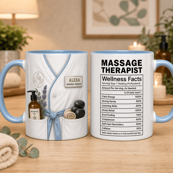 Custom Name Massage Therapist 3D Effect Mug, Personalized Spa Worker Gift