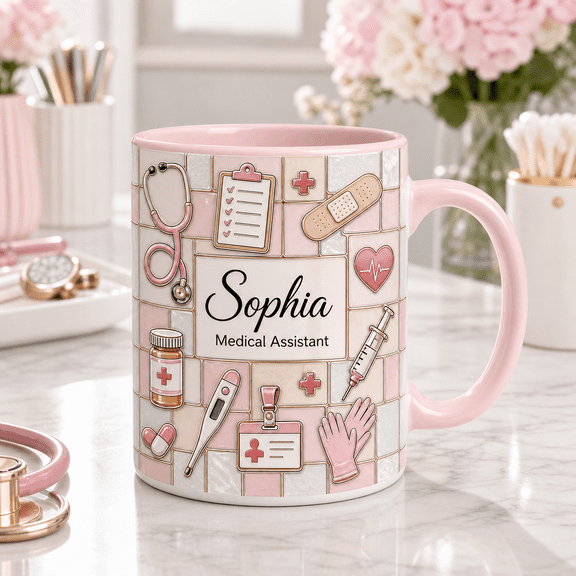 Custom Name Medical Assistant 3D Effect Mug, Personalized Clinic Worker Gift