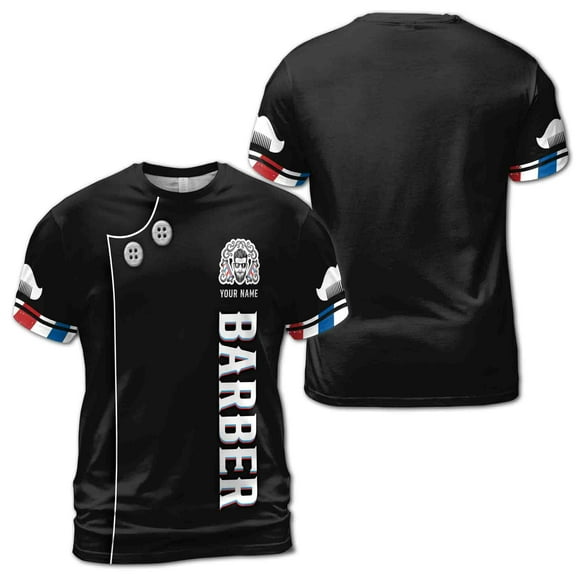 Custom Name Men Barber Uniform Men's T-shirt S-5XL