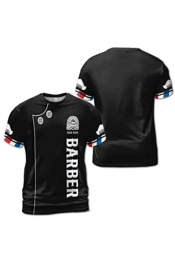 Custom Name Men Barber Uniform Men's T-shirt S-5XL