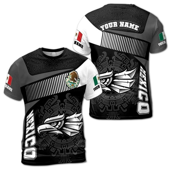 Custom Name Mexican Patriotic Unique Aztec Mayan Pattern 3D T-Shirt S-5XL