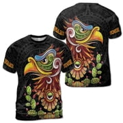 Custom Name Mexico Coat Of Arms Ollin Eyes Eagle Aztec Pattern Shirt S-5XL
