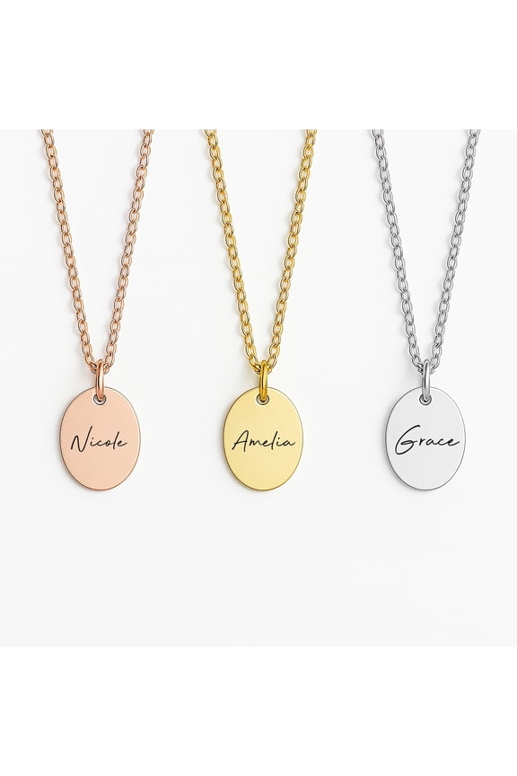 Custom Name Necklace Engraved on Heart Necklace – Personalized Heart Jewelry – Gifts for Mom, Grandma from Kids, Grandkids – Mother’s Day, Birthday, Christmas Gift – Gold, Silver, Rose Gold