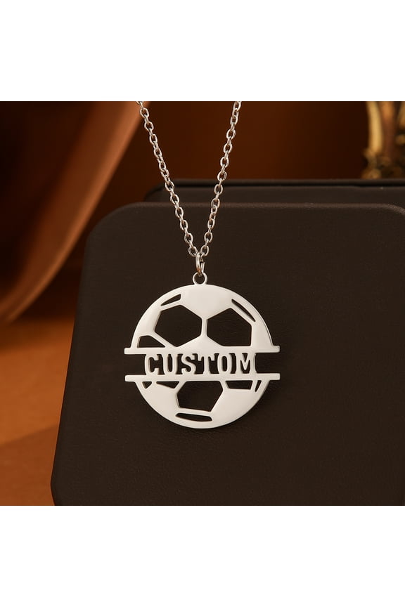 Custom Name Necklace Football Sports Pendant Personalized Customized Chains Stainless Steel Male Jewelry Birthday Gifts