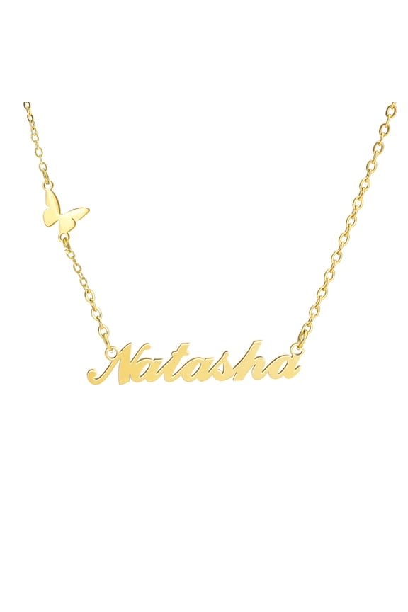 Custom Name Necklace Personalized 21K Gold Plated Butterfly Chain Customized Nameplate Choker Pendant Necklace
