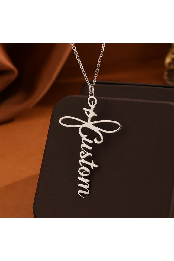 Custom Name Necklace Personalized Infinity Vertical Letter Pendant Choker Stainless Steel Jewelry Gift Chain Collares