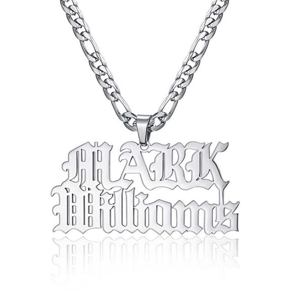 Custom Name Necklace Personalized Initial Necklaces Double Letter Necklace for Women Men ,Silver