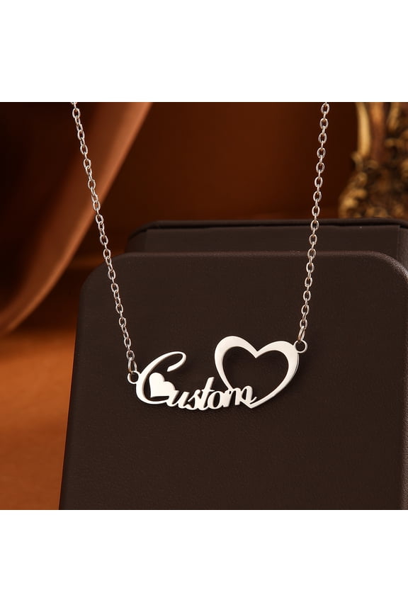 Custom Name Necklace Personalized Love Heart Letter Pendant Stainless Steel Jewelry Fashion Trend Birthday Gift For Her