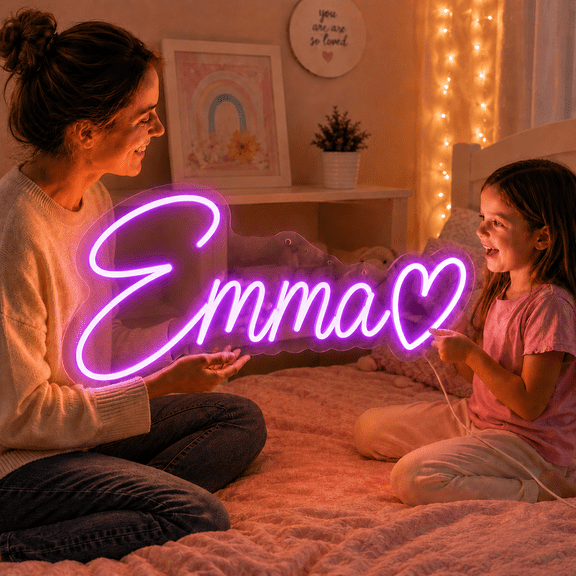 Custom Name Neon Sign, Personalized LED Light Up Sign with Name, Text or Logo Customizable Neon Wall Decor for Wedding Birthday Bar Salon Beauty Room or Business Decoration