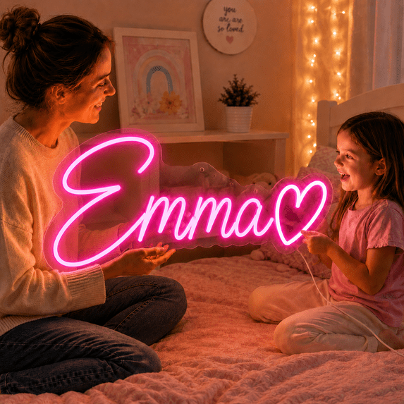 Custom Name Neon Sign, Personalized LED Light Up Sign with Name, Text or Logo Customizable Neon Wall Decor for Wedding Birthday Bar Salon Beauty Room or Business Decoration