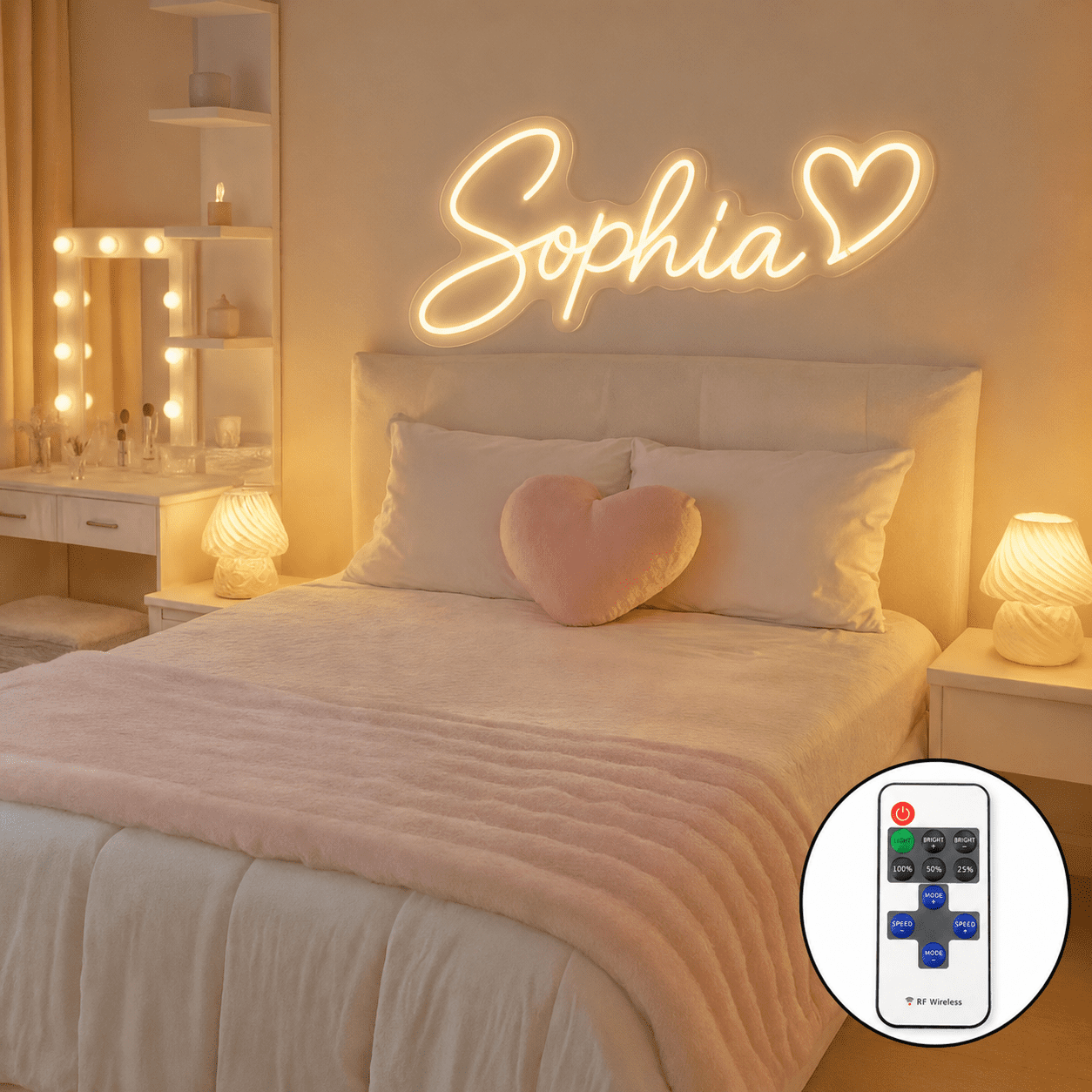 Custom Name Neon Sign with Heart & Remote Dimmer, Personalized LED ...