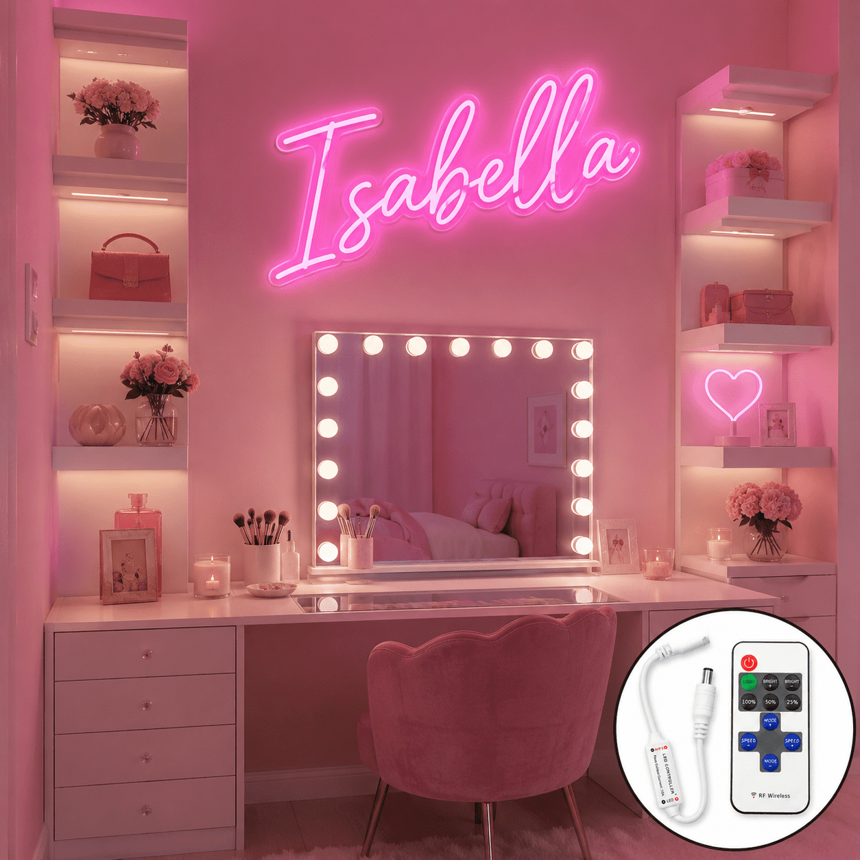 Custom Name Neon Sign with Remote Dimmer, Personalized LED Bedroom Wall ...