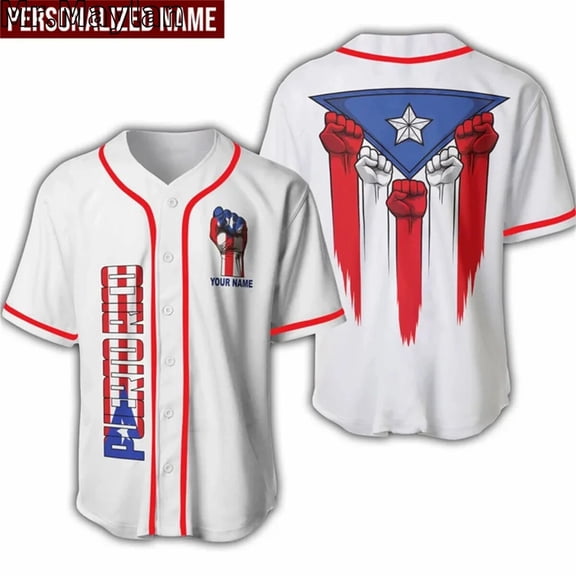 Custom Name PUERTO RICO Love Country Flag 3D Printed Baseball Jersey Summer Shirt Men's To