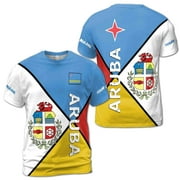 Custom Name Patriotic Aruba Coat Of Arms Mens T-shirt S-5XL