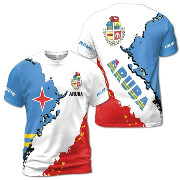 Custom Name Patriotic Aruba Nation Men's T-shirt S-5XL