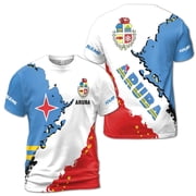 Custom Name Patriotic Aruba Nation Mens T-shirt S-5XL
