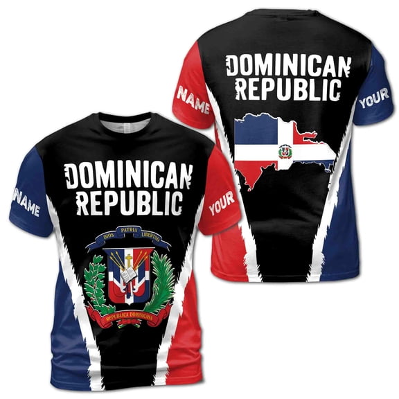 Custom Name Patriotic Dominican Republic Coat Of Arms 3D T-shirt S-5XL