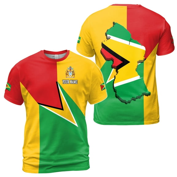 Custom Name Patriotic Guyana Flag Men's T-shirt S-5XL