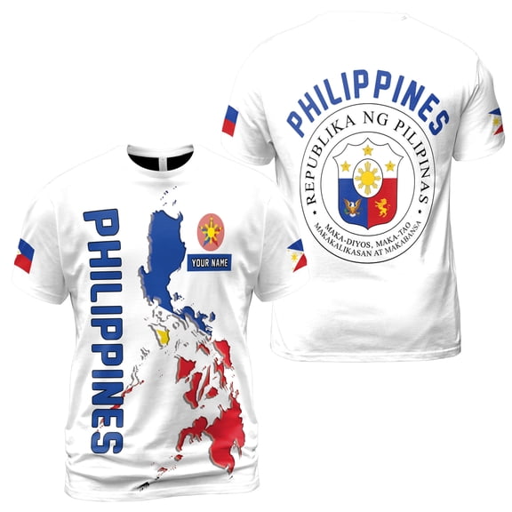 Custom Name Patriotic Philippines Coat of Arms Men's T-shirt S-5XL