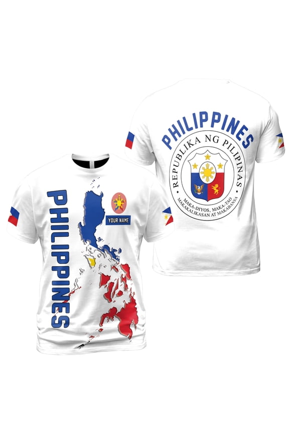 Custom Name Patriotic Philippines Coat of Arms Men's T-shirt S-5XL