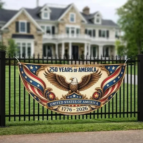 Custom Name Patriotic Semicircle flag American Eagle Decor Display 18x36in