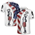 thumbnail image 1 of Custom Name Patriotic Skull Crazy Golf Men's Polo Shirt S-5XL, 1 of 5