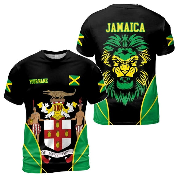 Custom Name Patroitic Jamaica Flag Jamaica Lion Men's T-shirt S-5XL
