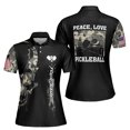 thumbnail image 1 of Custom Name Peace Love Pickleball America Flag Skull Camo Women's Polo Shirt S-5XL, 1 of 7