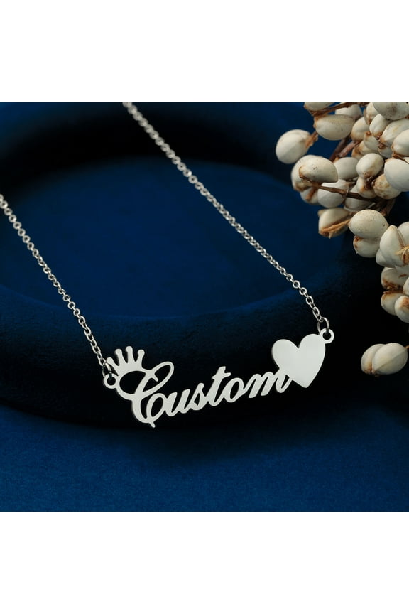 Custom Name Pendant Necklaces For Women Men Stainless Steel Customized Heart Choker Personalized Goth Neck Chain Jewelry