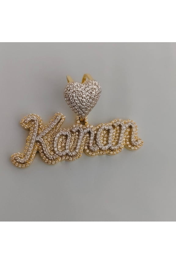 Custom Name Pendant - Yellow Gold-Plated Sterling Silver with Moissanite Stone, Personalized Jewelry, Elegant Name Necklace