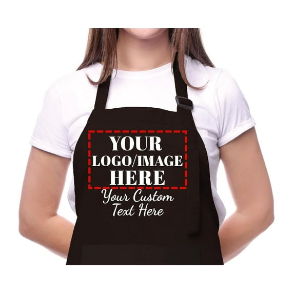 Custom Name Photo Logo Grilling & Cooking Aprons for Women and Men, Personalized Adult Kitchen Apron, Customized Waterproof Polyester Chef Apron, Custom Aprons for Women, Adjustable Bib with 2 Pockets