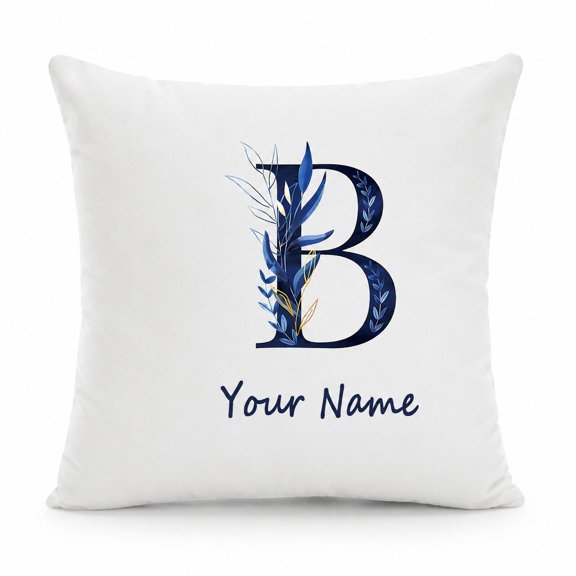 Custom Name Pillow Cover, Pillow Case with Initial Letter Design, Personalized Gift for Family and Friends, Home Decor 16x16 Inch