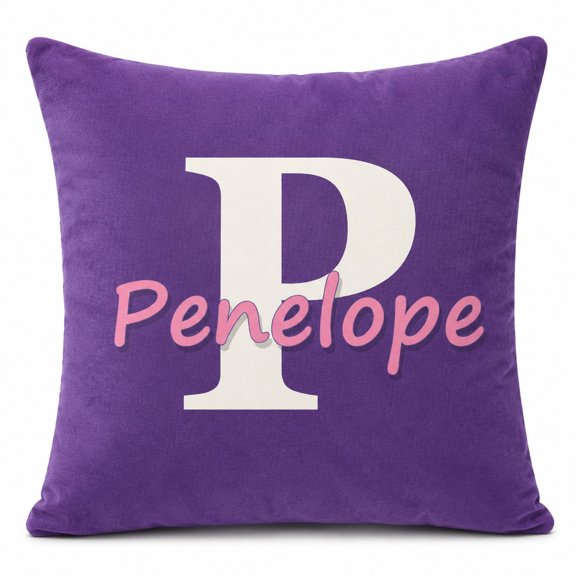 Custom Name Pillow Cover, Pillow Case with Initial Letter Design, Personalized Gift for Family and Friends, Home Decor 16x16 Inch