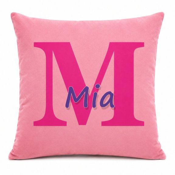 Custom Name Pillow Cover, Pillow Case with Initial Letter Design, Personalized Gift for Family and Friends, Home Decor 16x16 Inch
