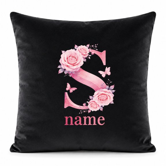 Custom Name Pillow Cover Pillow Case with Initial Letter Design, Personalized Home Decor Gift 16x16 Inch