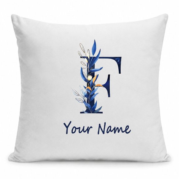 Custom Name Pillow Cover, Pillow Case with Initial Letter Design, Personalized Home Decor Gift 16x16 Inch