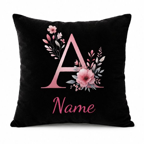 Custom Name Pillow Cover Pillow Case with Initial Letter Design, Personalized Home Decor Gift 16x16 Inch