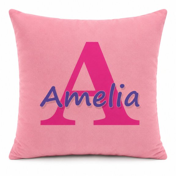 Custom Name Pillow Cover Pillow Case with Initial Letter, Personalized Gift for Family Member, Home Decor 16x16 Inch