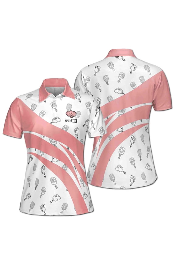 Custom Name Pinky Pickleball Pattern Women's Polo Shirt S-5XL