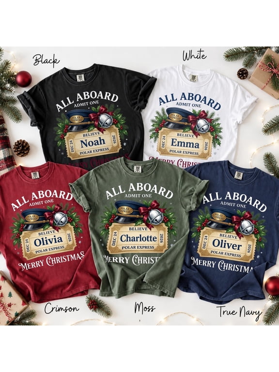 Custom Name Polar Express Family Vacation Shirts, Polar Express Christmas Shirts, Christmas Family Matching Shirt, Believe Christmas Pajamas