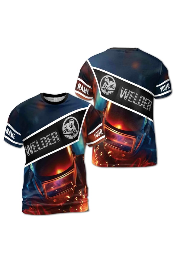 Custom Name Proud Welder Welding Graphic Galaxy T-Shirt S-5XL