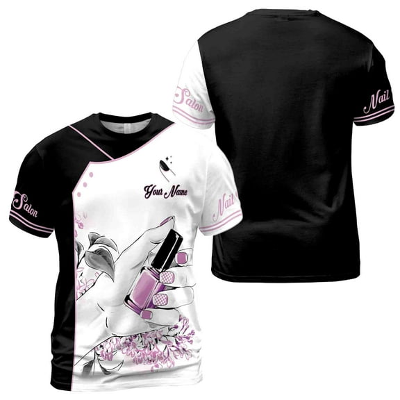 Custom Name Purple Nails Design Nail Technican Men's T-shirt S-5XL