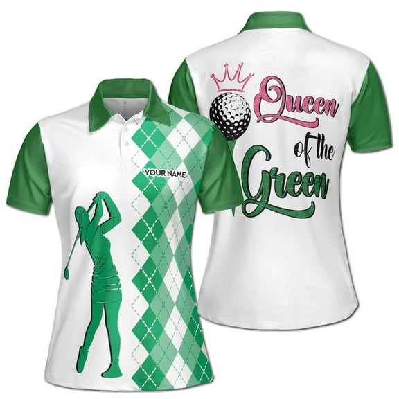 Custom Name Queen Of The Green Golf Women's Polo Shirt S-5XL