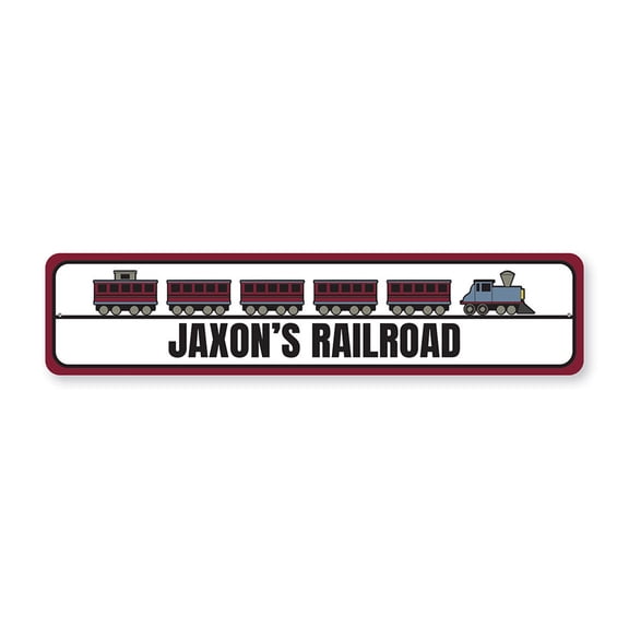 Custom Name Railroad Kid Aluminum Metal Decor Sign - 4x18 inches